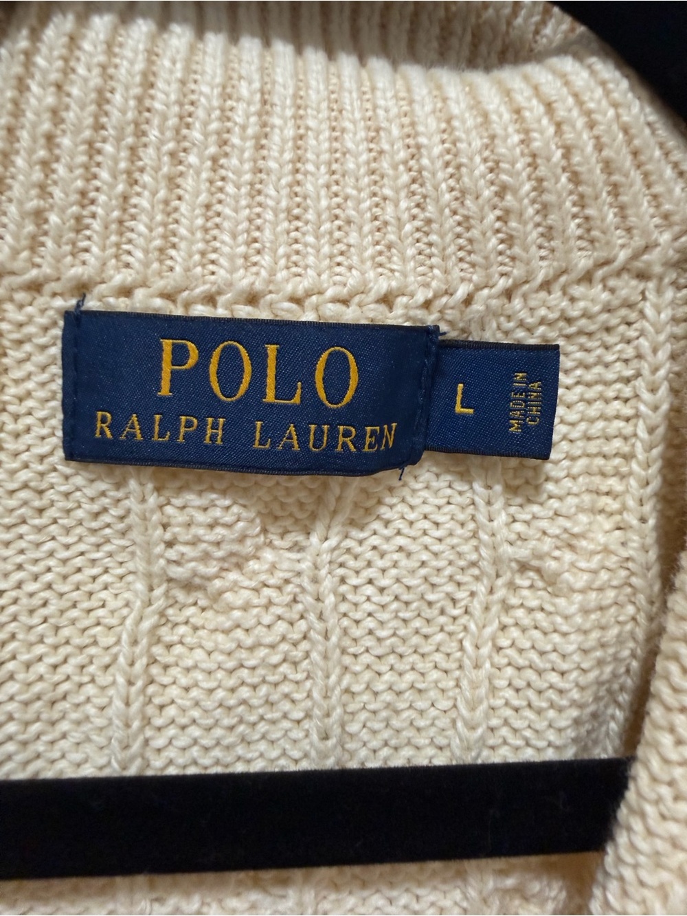 Polo Ralph Lauren Cream Cable Knit Quarter Zip Sweater Size L Mens - Picture 3 of 3